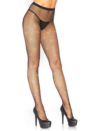 Колготки Leg Avenue Rhinestone micro net tights One size Black, дрібна сітка, стрази Sex Aura Київ