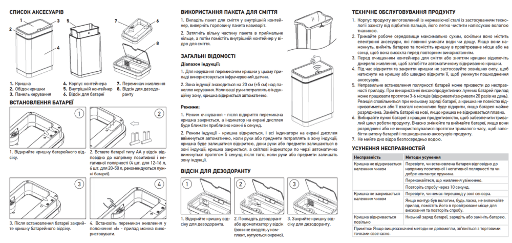 Відро для сміття сенсорне прямокутне Koer TC-020212-02 12 л колір нержавіюча сталь антипалець (KR5584) Чернівці - фото 7