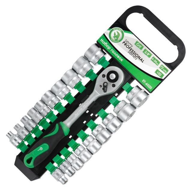 Набор торцевых головок с трещоточной рукояткой 3/8, Cr-V, 20 ед. Мукачево - изображение 1