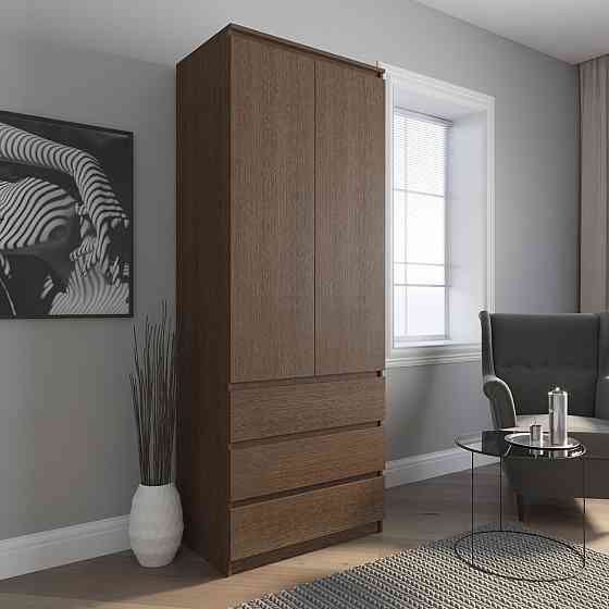 Шкаф для одежды VAYS R-9 Венге Темный, 3 ящика, штанга, без ручек, ЛДСП, 80×50×211 см – для спальни, гостиной, прихожей Львов