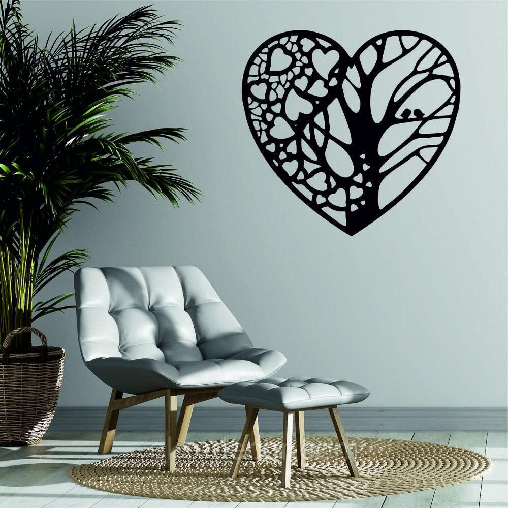 Декоративное настенное Панно «Дерево сердце» Декор на стену 90*84 см, Черный Киев - изображение 2