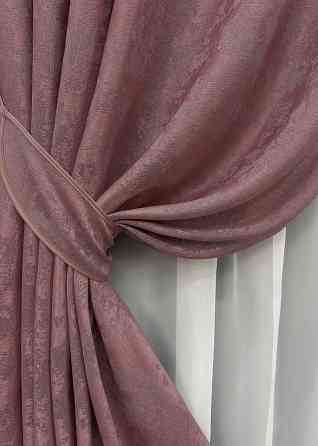 Комплект коротких штор VR-Textil Жаккард Sultan YL № 1209ш Малиново-серый 130х170 см 2 шт (35-0088) Киев