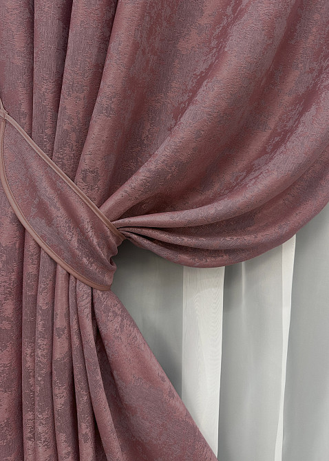 Комплект коротких штор VR-Textil Жаккард Sultan YL № 1209ш Малиново-серый 130х170 см 2 шт (35-0088) Киев - изображение 4