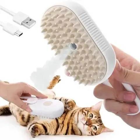 Паровая щетка массажер спрей 3 в 1 PET SPRAY MASSAGE BRUSH для вычесывания собак и кошек с паровым распылителем с ручкой Коломыя - изображение 4