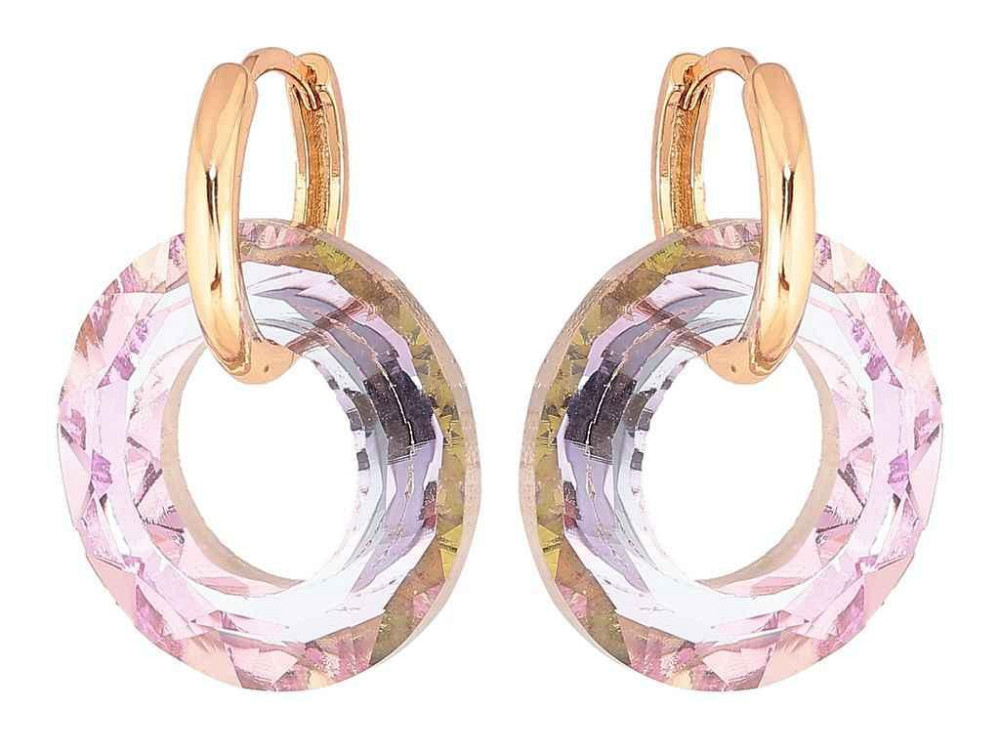 Сережки підвіски на кільцях позолота 18K «Кришталеві колечка» 2 в 1 287208 ТМ XUPING Київ - фото 1