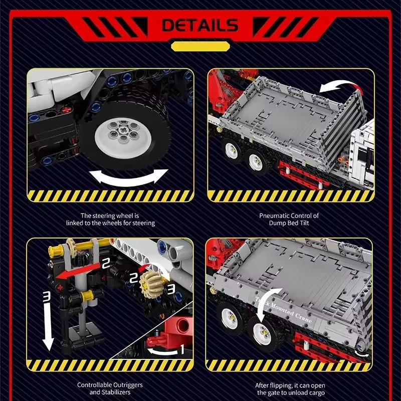 Конструктор детский. Грузовик с краном игровой на дистанционном управлении 2530 детали Каменец-Подольский - изображение 6