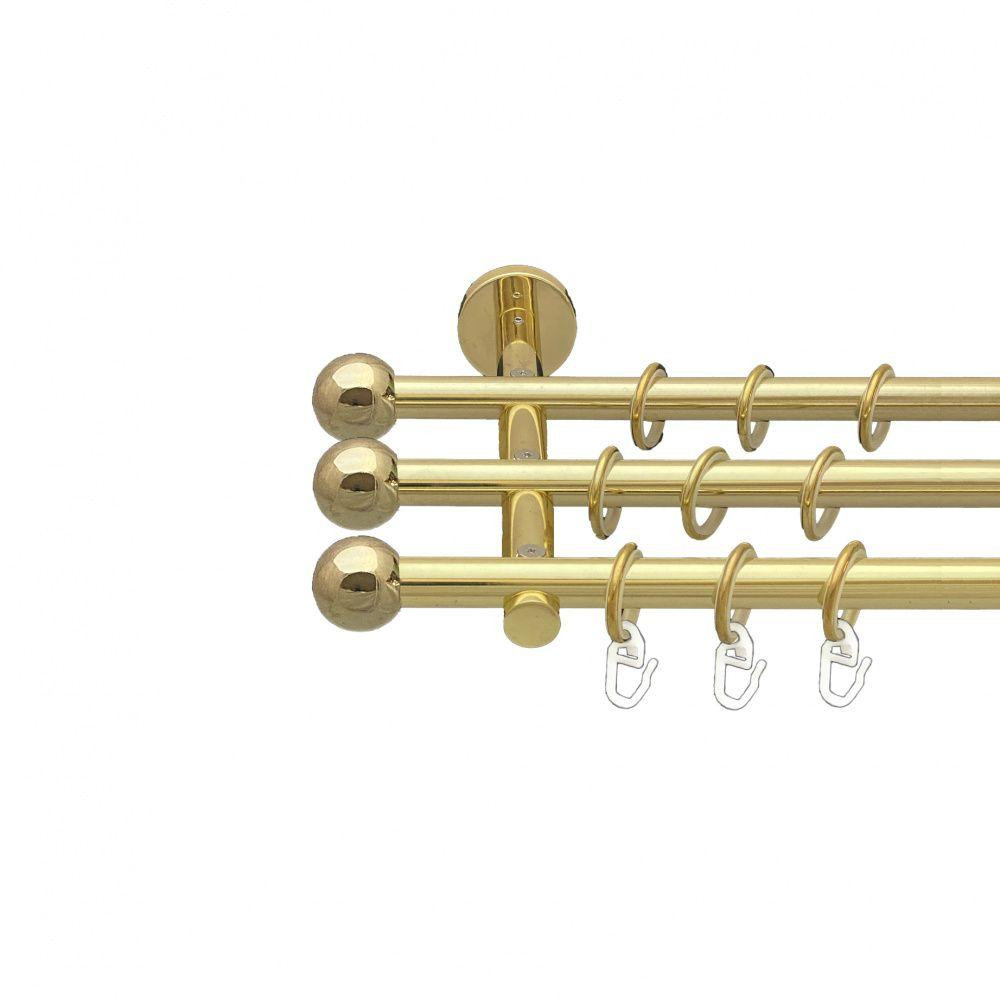 Карниз Orvit Куля Болонь металевий трирядний циліндр (20 см) гладка труба кільце металеве Золото 16\16\16 мм 200 см (00-00014668) Львів - фото 1