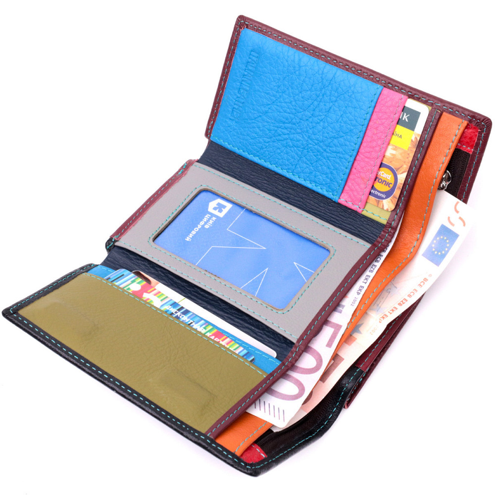 Вместительный кожаный кошелек в три сложения для женщин ST Leather 19444 Разноцветный Киев - изображение 5