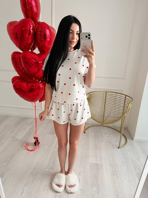 Женская стильная домашняя пижама с велюром Молочный Одесса - изображение 3