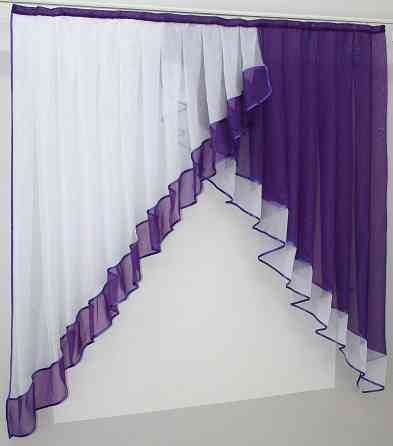 Кухонная занавеска VR-Textil № 023к фиолетовый с белым 150х150 см (50-521) Киев