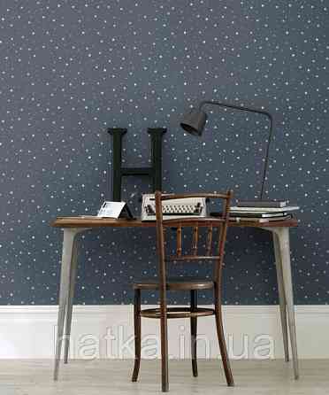 Обои флизелиновые детские  Caselio Our Planet звезды точки белые на темно синем фоне светятся в темноте Киев