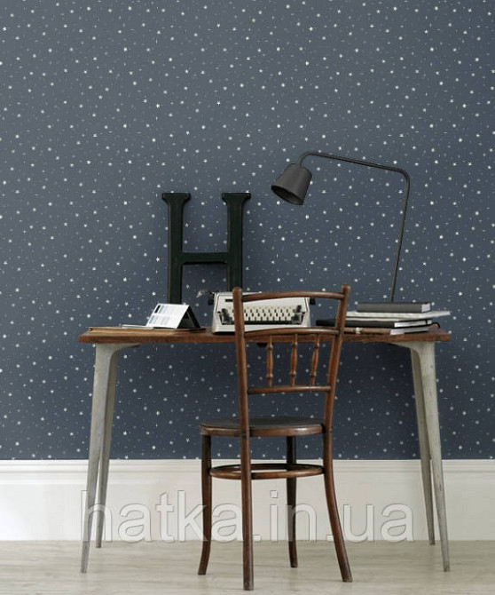 Шпалери флізелінові дитячі Caselio Our Planet зірки білі точки на темно синьому тлі світяться в темряві Київ - фото 2