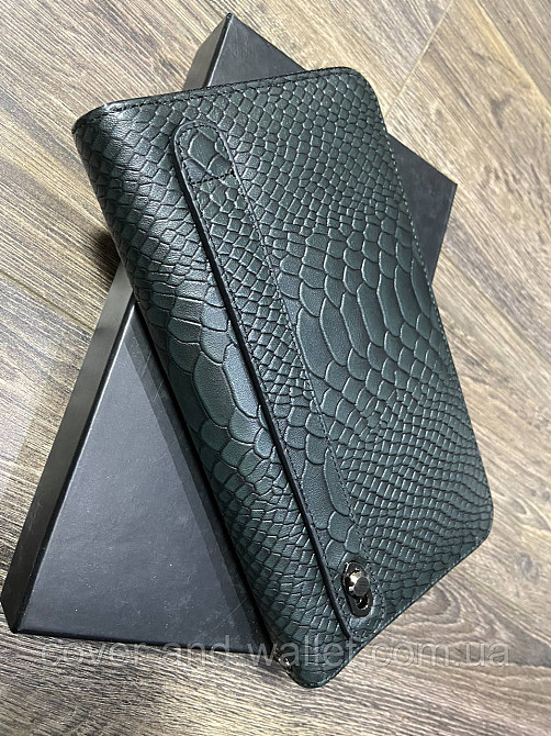 Фирменный кожаный мужской клатч с фактурой под рептилию Marco Coverna 086-5901 Black Киев - изображение 10
