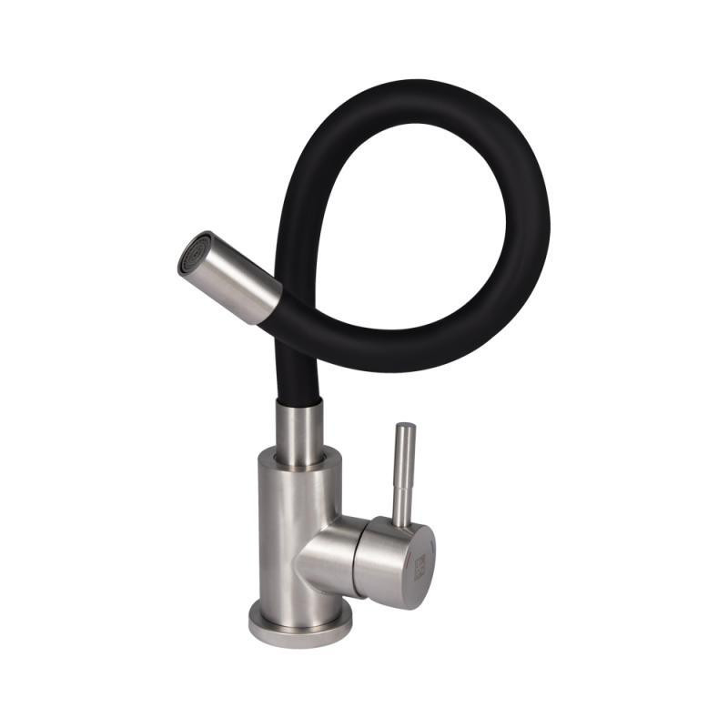 Змішувач для кухні Lidz Aria 04R-BFS U-подібний гнучкий Black (k35) чорний Київ - фото 2