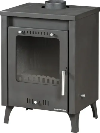 Піч-камін на дровах Hosseven 5010 OLYMPUS сталева буржуйка з чавунною топкою 7.5 кВт до 60 м2 верхній димохід Туреччина Київ