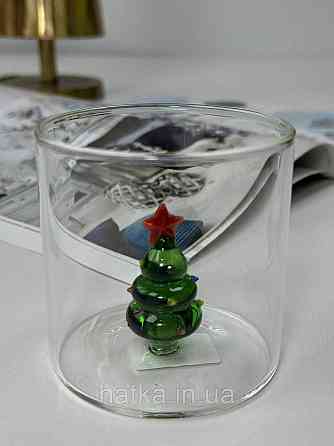 Кухоль чашка подвійне скло Olens "Зелена ялинка" 310 мл Ручне миття 102-1176 Київ