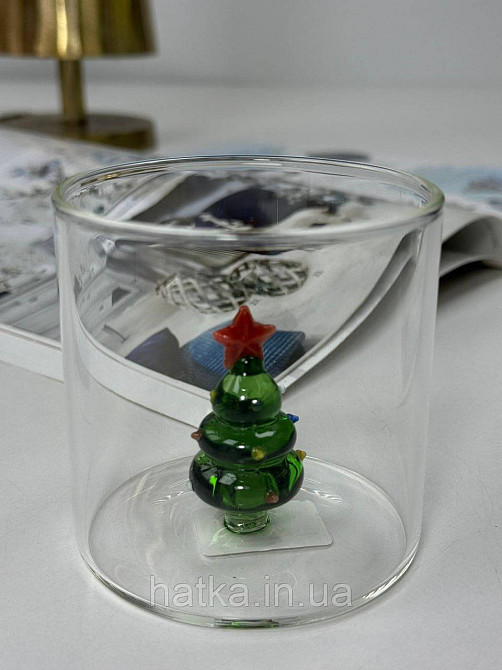 Кухоль чашка подвійне скло Olens "Зелена ялинка" 310 мл Ручне миття 102-1176 Київ - фото 4