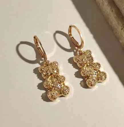 Серьги мишки для детей золотистый Киев