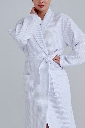 Жіночий вафельний халат Ideal Textile довгий білий М Чернівці - фото 5