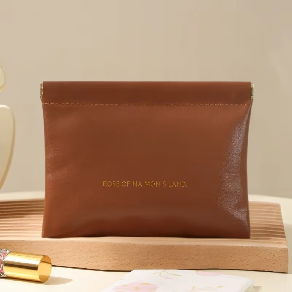 Косметичка для зберігання аксесуарів портативна, великий футляр для дрібниць на магнітній кліпсі, коричневий Кам'янець-Подільський - фото 1