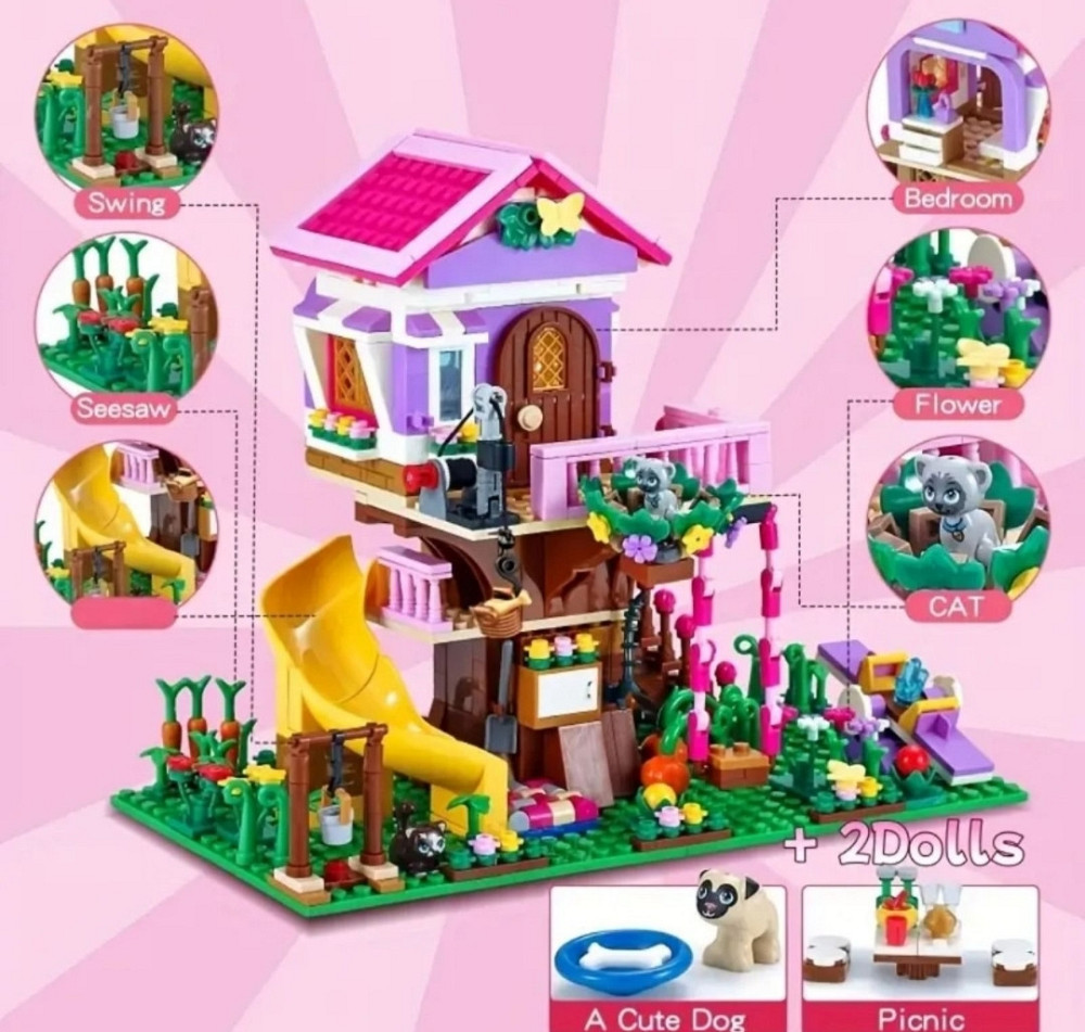 Конструктор для дівчаток Рожевий Дім 685 деталей Lego + 2 Мініфігурки. Харків - фото 6