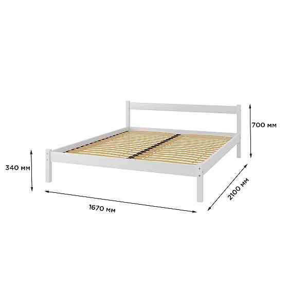 Двоспальне дерев'яне ліжко Mebigrand MG01 Білий RAL 9003 160х200 см (MBG-21875) Дніпро