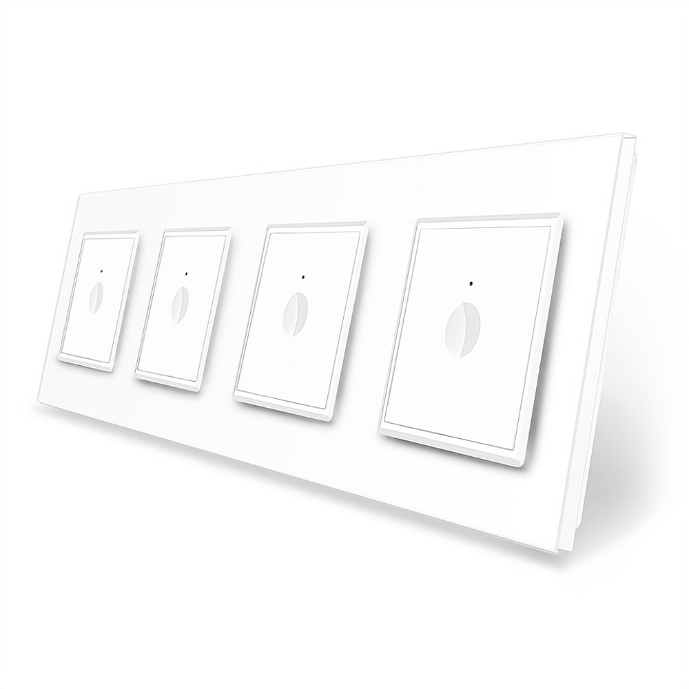 LIVOLO Сенсорний вимикач Sense 4 сенсора (1-1-1-1) Livolo білий скло (VL-C7FC1/FC1/FC1/FC1-8WP) Коломия - фото 1
