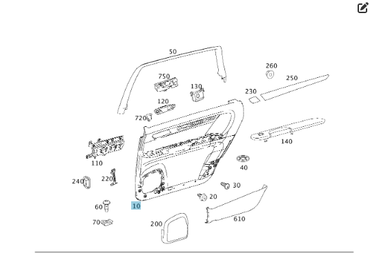 Mercedes-Benz  A2517300470 9D84 Карта задніх лівих дверей колір чорний R-class long V251 Одеса