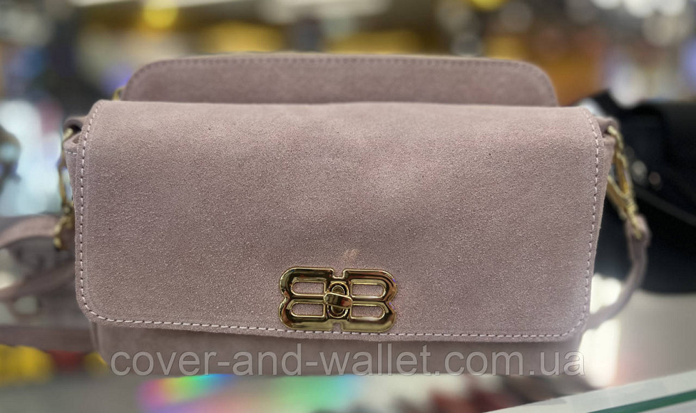 Красивая пудровая сумка кросс-боди из натуральной замши Virginia Conti Киев - изображение 7