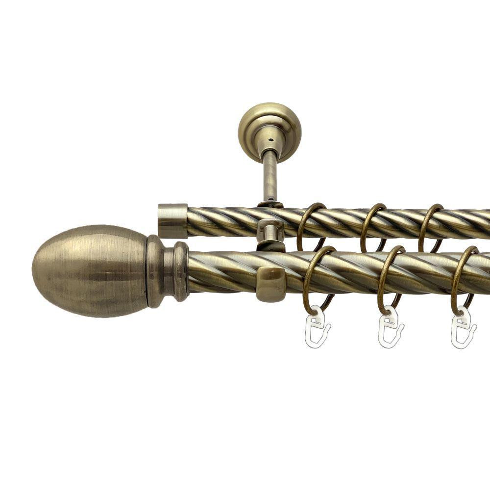 Карниз Orvit Белуно металевий дворядний відкритий скручена труба кільце металеве Антик 25\19 мм 200 см Львов - изображение 1