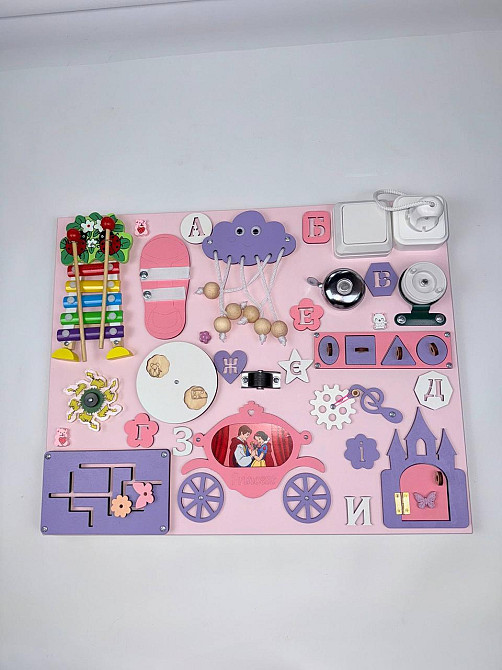 Бизиборд Развивающая доска для девочки 40х50 Развивающая доска девочке от 6 месяцев для развития мелкой моторики Тернополь - изображение 1