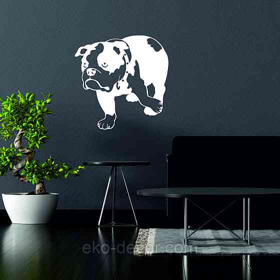 Декоративне настінне Панно «Бульдог», Декор на стіну 70*70 см, Білий Київ