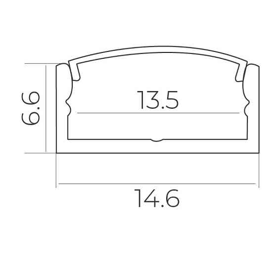 Комплект алюмінієвого профілю та матового розсіювача 2 м 14,6*6,6 мм, накладний Дніпро