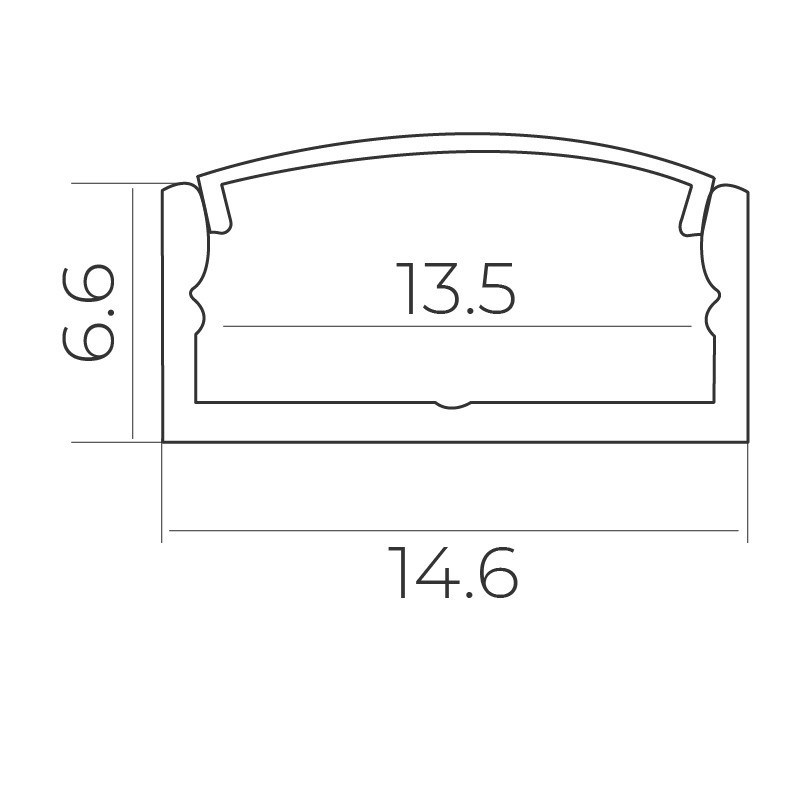Комплект алюминиевого профиля и матового рассеивателя 2 м 14.6*6,6 мм, накладной Днепр - изображение 2