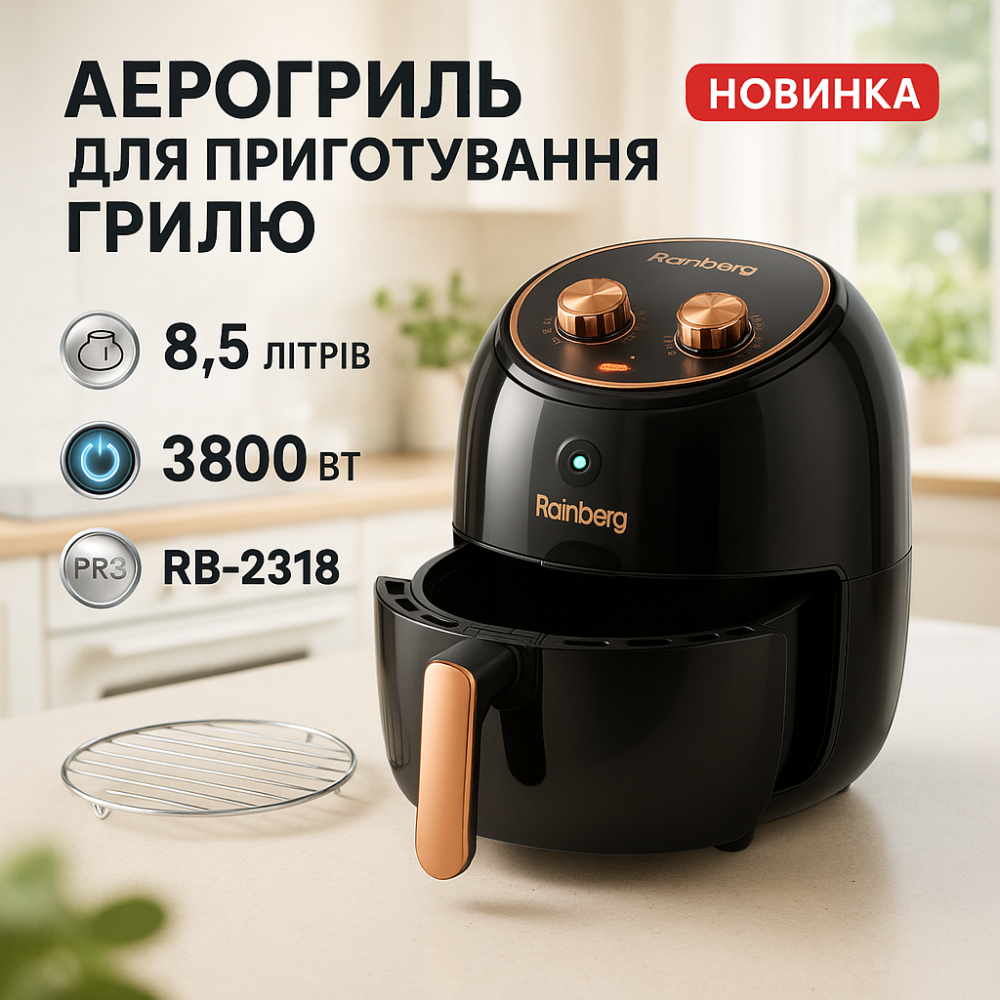 Мультипіч з автовідключенням Rainberg, Аерогриль для приготування грилю, Піч без олії електрична XV-15 Львів - фото 16