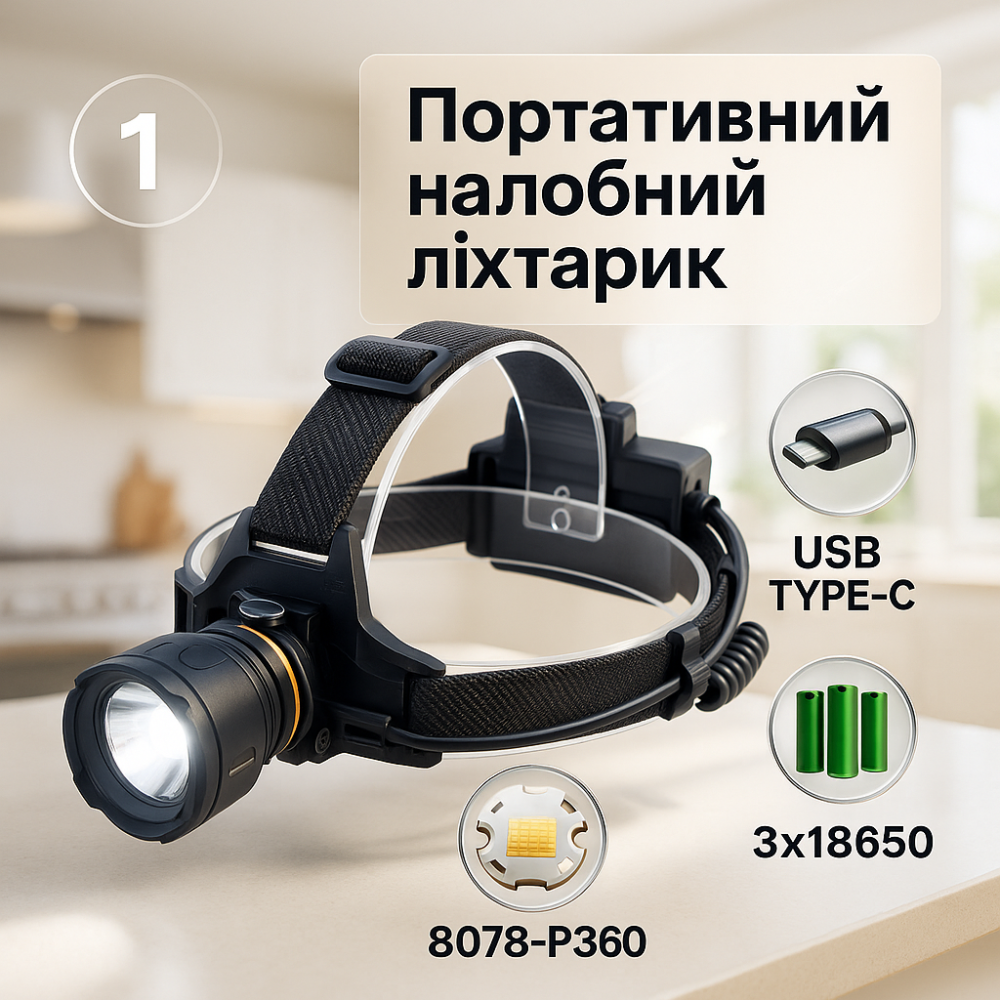 Фонарь на голову для туристов, Налобный фонарик bailong, Налобный фонарь для точных работ LC-98 Львов - изображение 11