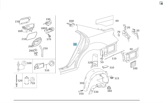 Mercedes-Benz  A2216300021 Заднє праве крило - чверть кузова S-class short W221 S-class long V221 Одеса