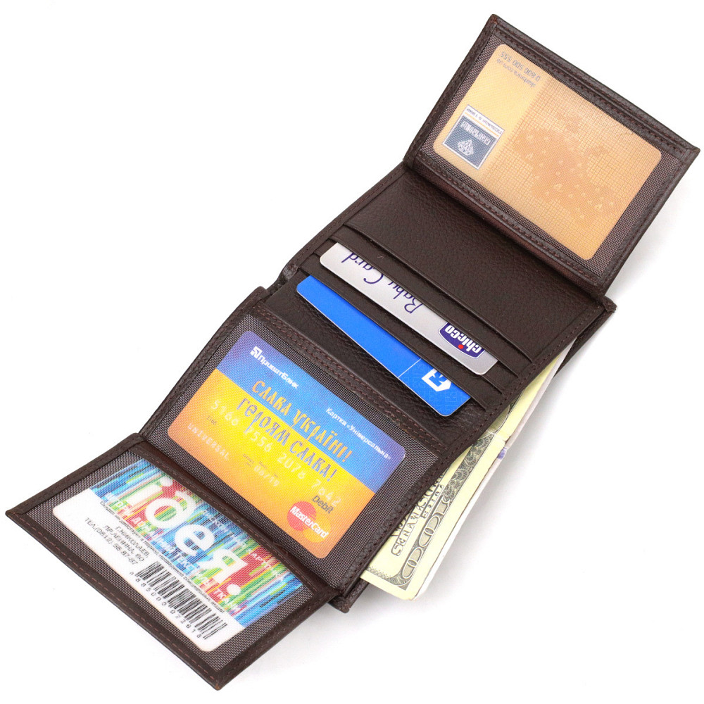 Компактный кошелек для мужчин из натуральной кожи флотар CANPELLINI 21873 Коричневый Киев - изображение 5