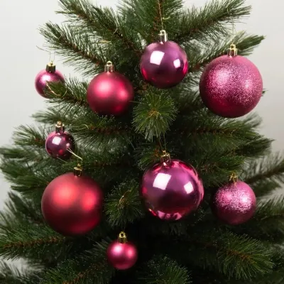 Ялинкова іграшка House Of Seasons Кульки Пластик 46 шт D4 см D6 см D8 см Фуксія (8720967923502) Вінниця
