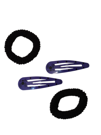 Набір 2 шпильки фіолетові та 2 резинки для волос на Хелловін чорний Київ