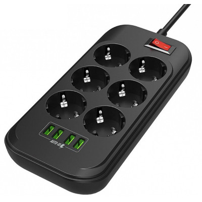 Мережевий фільтр живлення ColorWay CW-CHE64B, 6 розеток/4USB Black (CW-CHE64B) Вінниця - фото 10