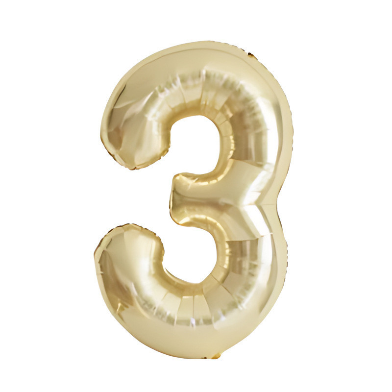 Шарик цифра 3 фольгированная 40 дюймов шампань Киев - изображение 1