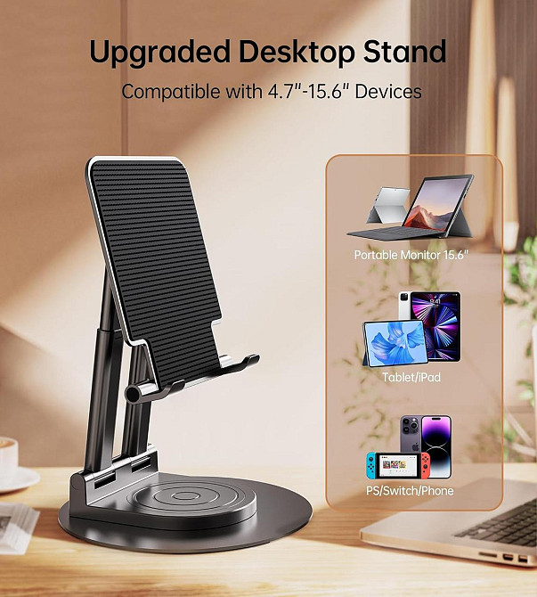 Регулируемая подставка для планшета с вращением 360° для iPad iPhone Huawei Galaxy 4.7–15.6