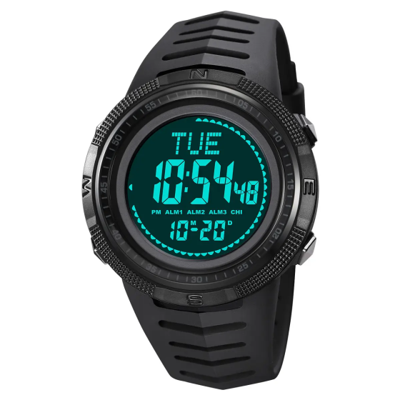 Годинник чоловічий спортивний з компасом Skmei 2147 Compass (Чорний з чорним циферблатом) Вінниця