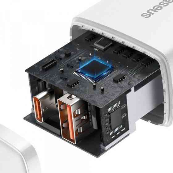 Зарядний пристрій 2xUSB 20W (USB-C+USB-A) Білий Baseus (CCXJ-B02) Киев