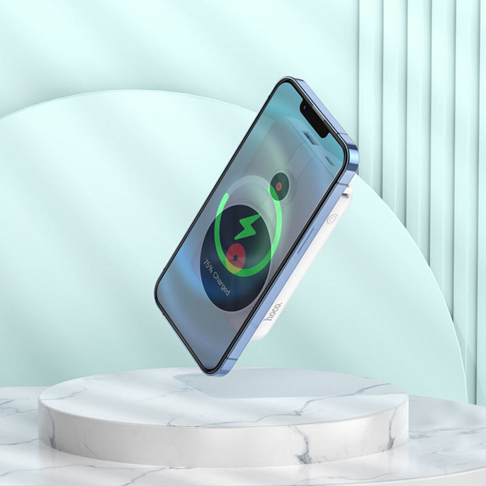 Зовнішній акумулятор HOCO J92 Path 22.5W fully compatible magnetic cable power bank(10000mAh) White Киев - изображение 4