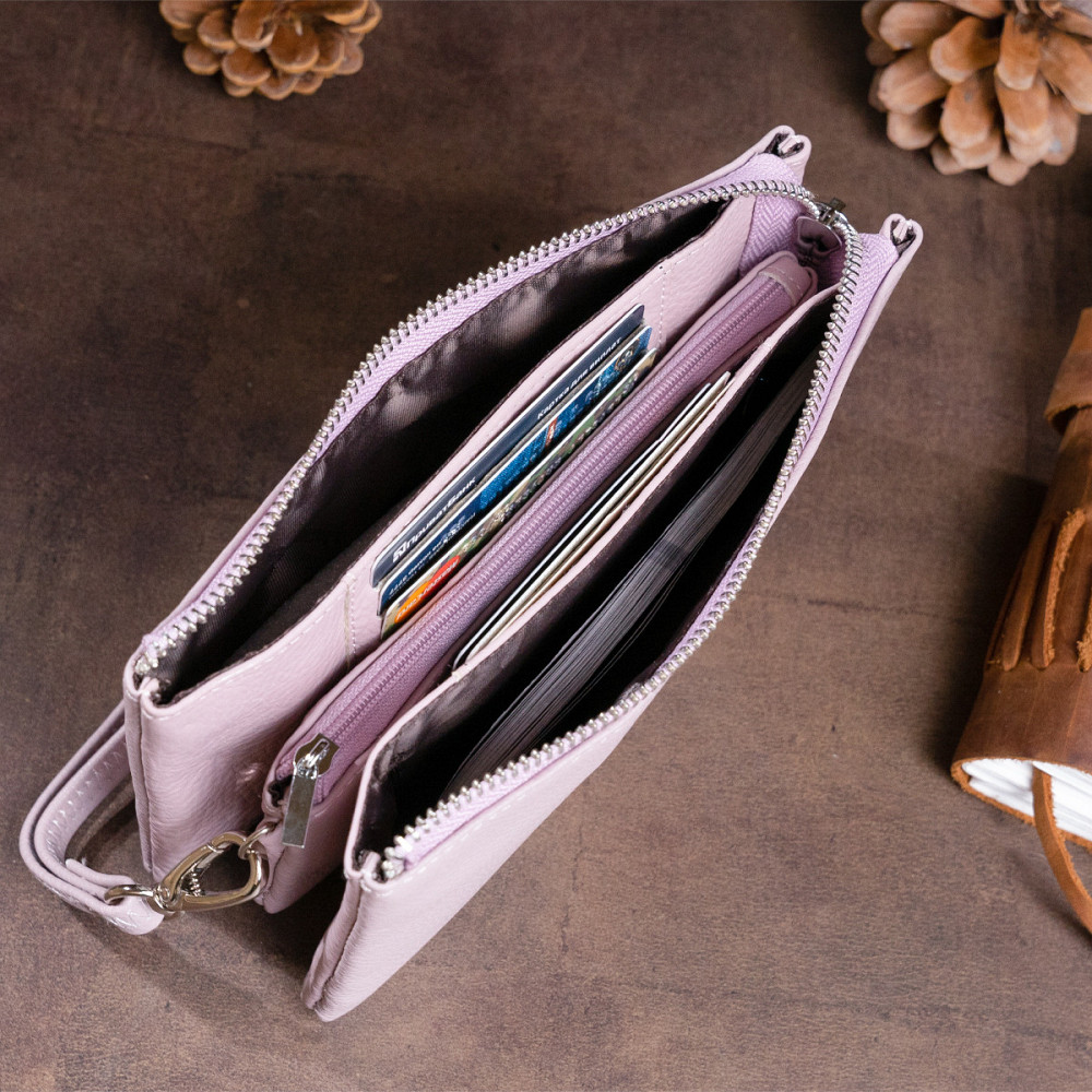 Вместительный клатч на два отделения женский ST Leather 19247 Лиловый Киев - изображение 9