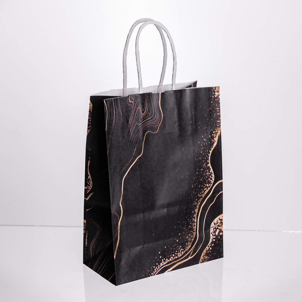 Набор подарочных пакетов из бумаги 12 (шт) картонные красивые пакеты для подарков 15×8×21 (см) Черный HP-10359-22B Киев - изображение 3