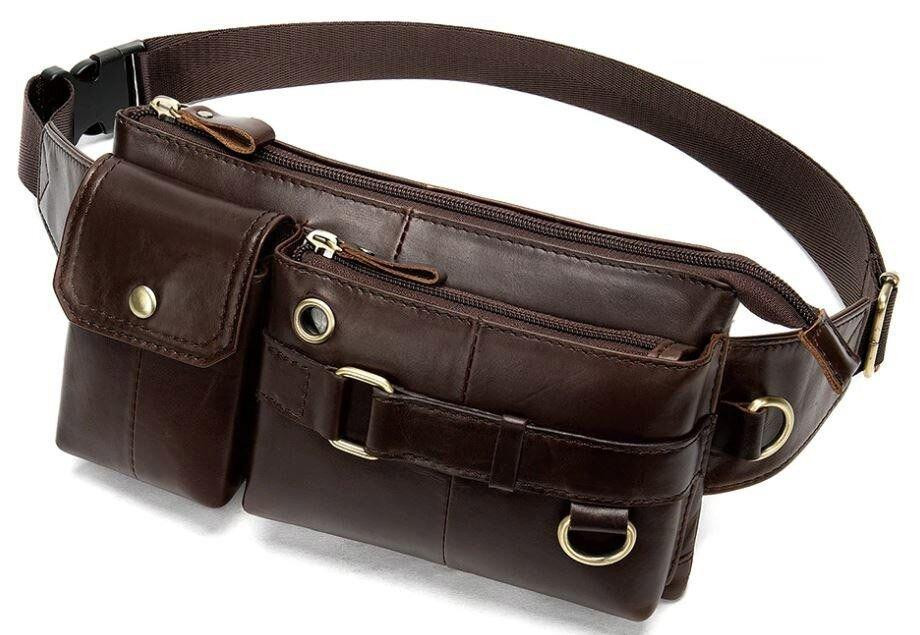 Поясная cумка мужская Vintage 14897 Коричневая Киев - изображение 3