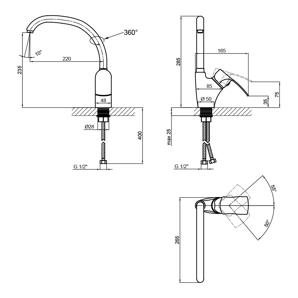 Змішувач для кухні Lidz Anny 007F (k40) LDANN007FCRM35122 Chrome Київ - фото 2